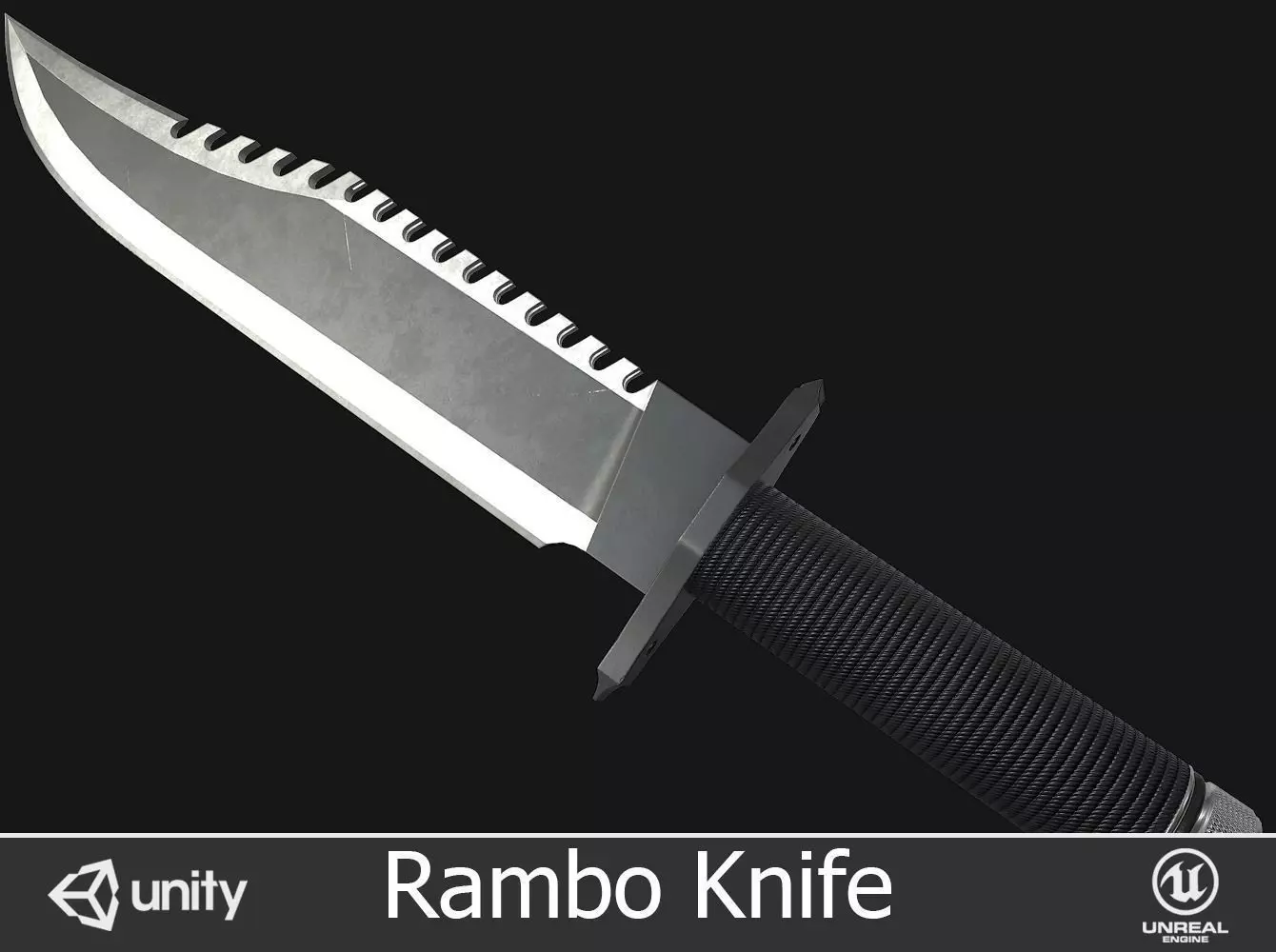 Rambo Knife Low-poly 3D model_0