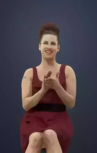 Yearn Fancy Dress Woman In a Red Dress Clapping And Sitting 3D model