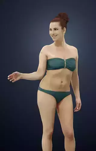 Yearn A Beach Woman Standing In Swimsuit Chatting 3D model