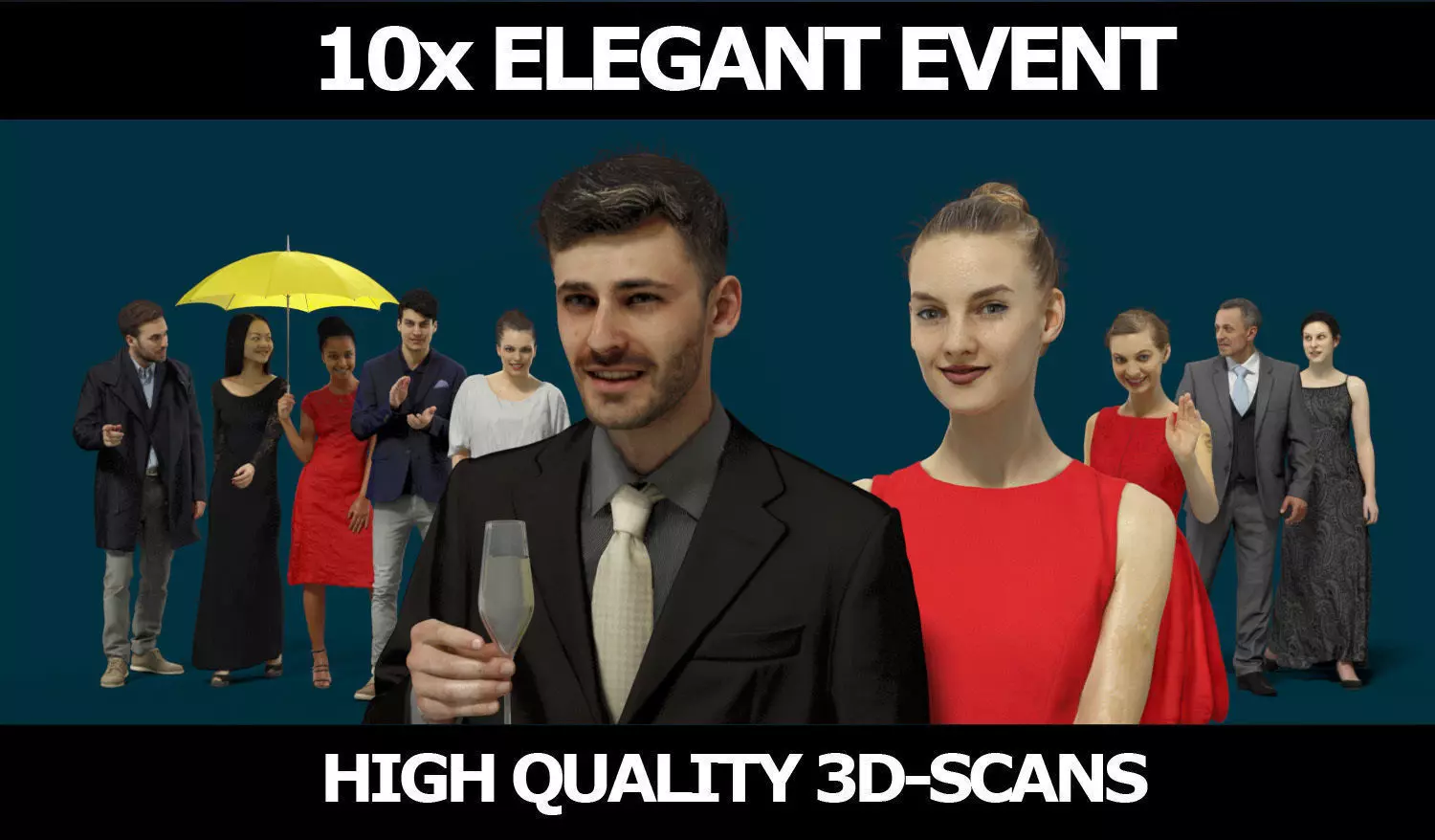 10x Scanned Man Woman Business Elegant Foreground People Vol01 3D Model Collection_0