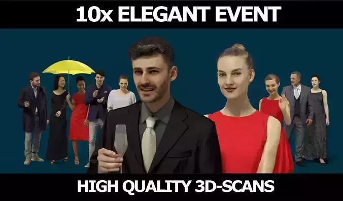 10x Scanned Man Woman Business Elegant Foreground People Vol01 3D Model Collection