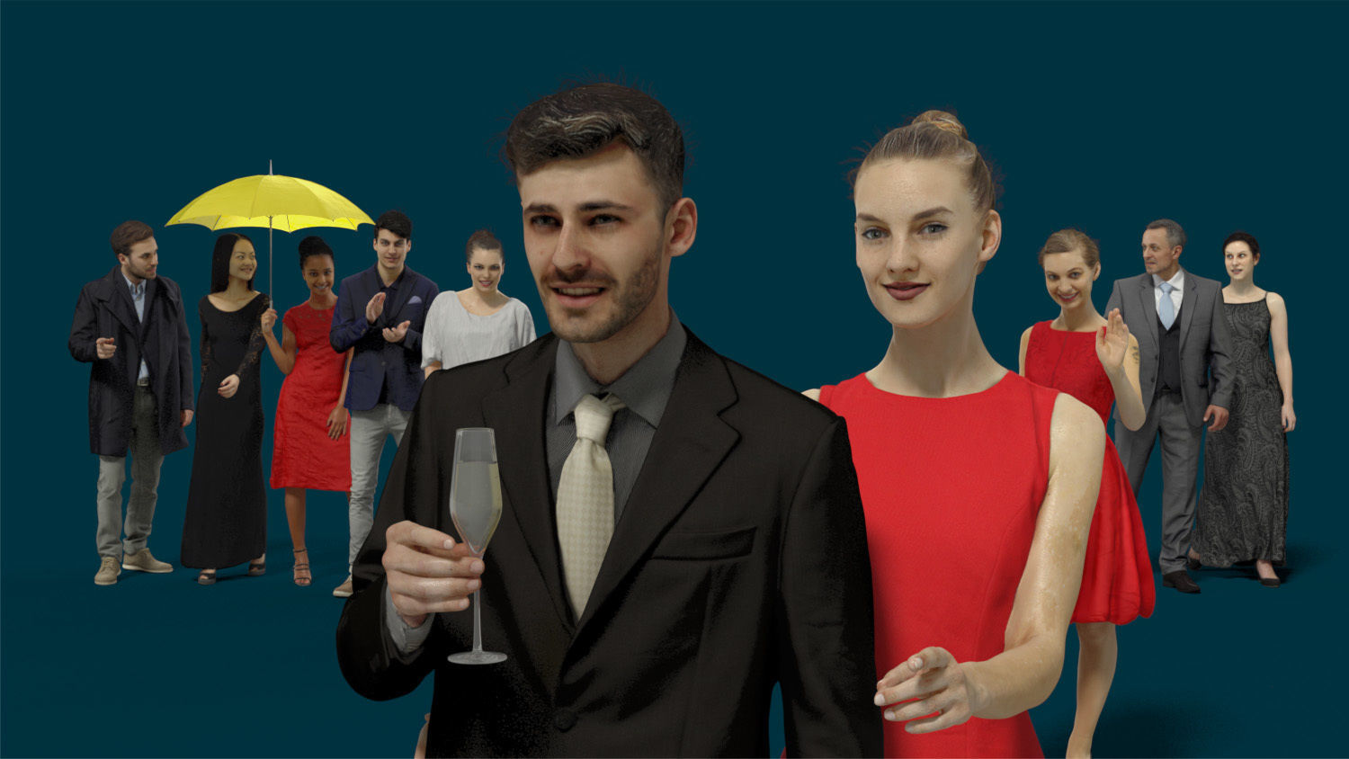 10x Scanned Man Woman Business Elegant Foreground People Vol01 3D Model Collection_1