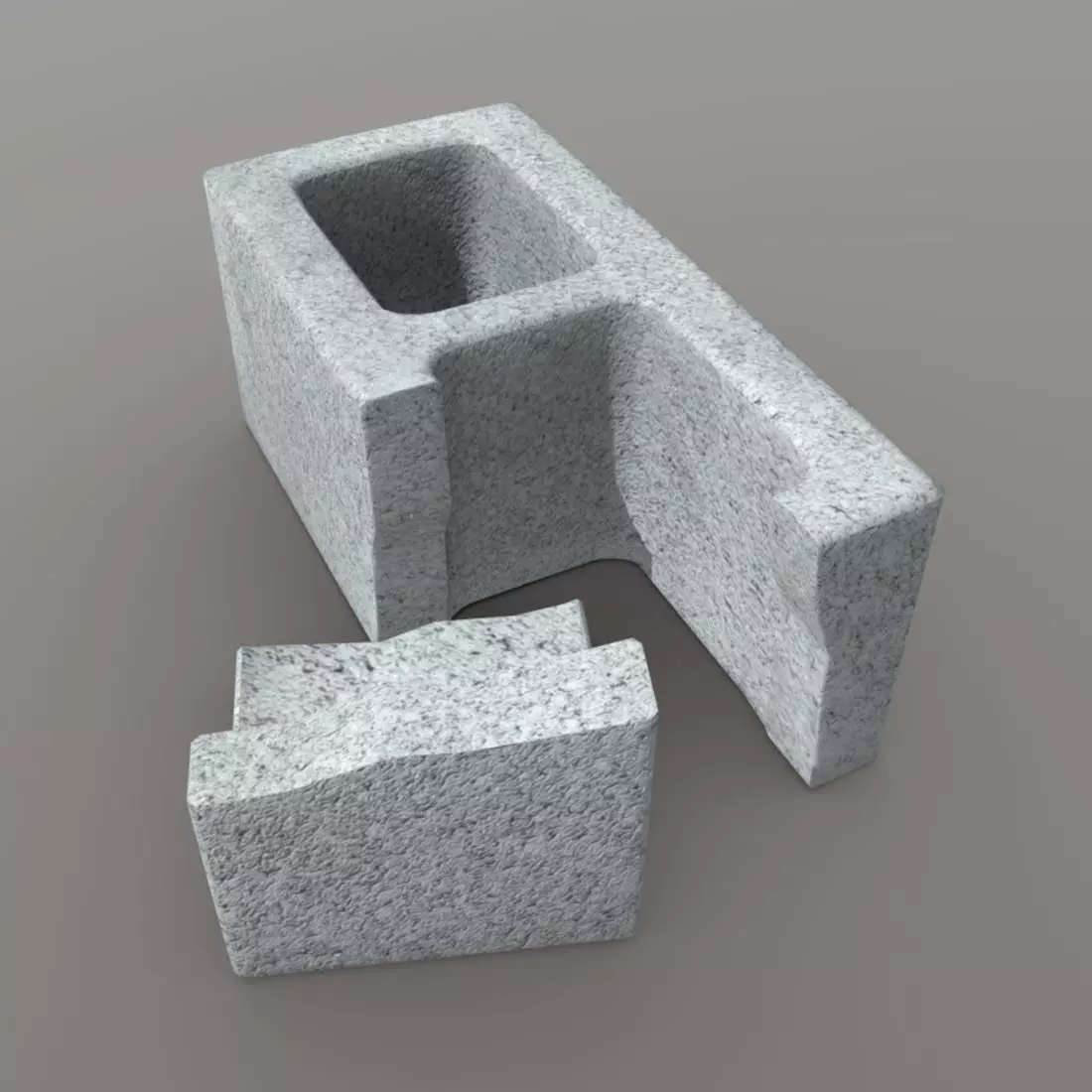 Cinder Block Broken Low-poly 3D model