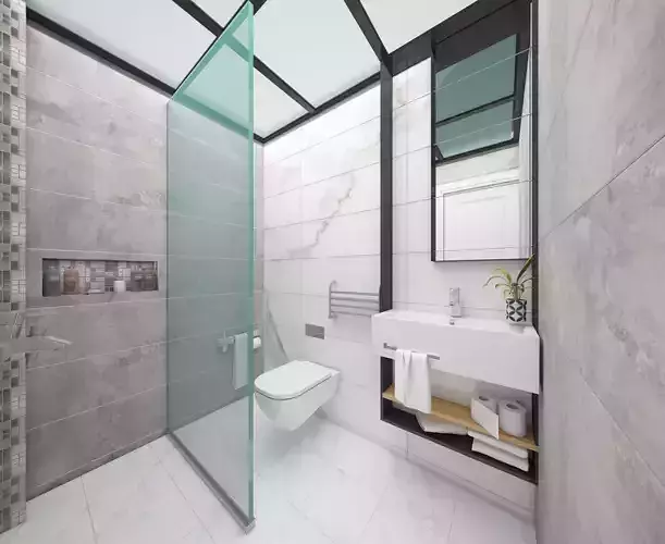 3d Bathroom model modern with glass shower 3D model