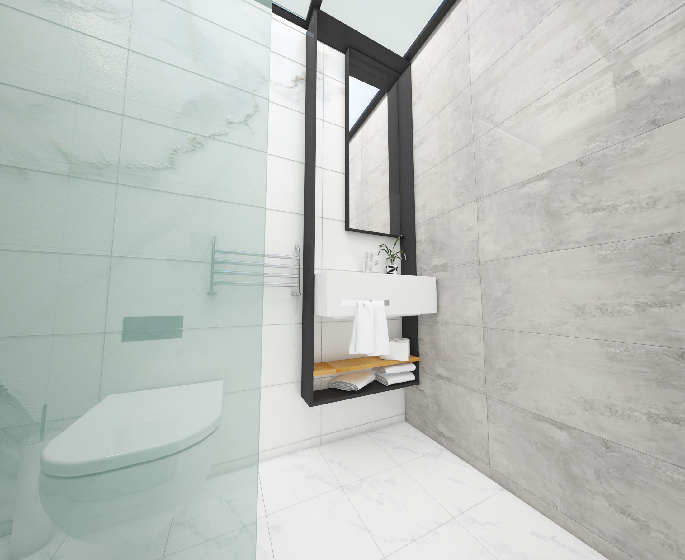 3d Bathroom model modern with glass shower 3D model_1