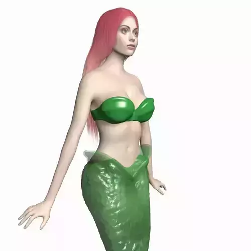 Mermaid with hair and tail
