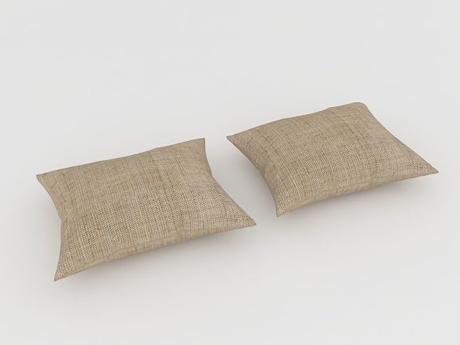 Pillows pair of jute Free 3D model