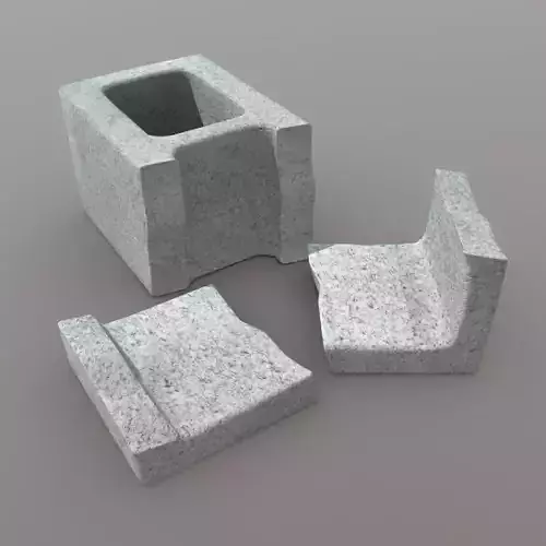 Cinder Block Broken 2 Low-poly 3D model
