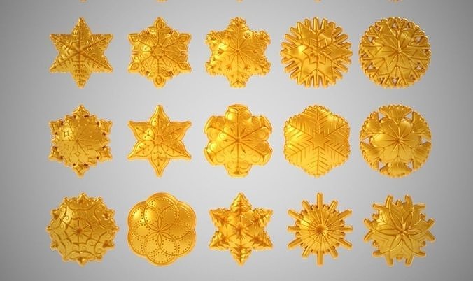Snowflakes golden snowflake 3D print model