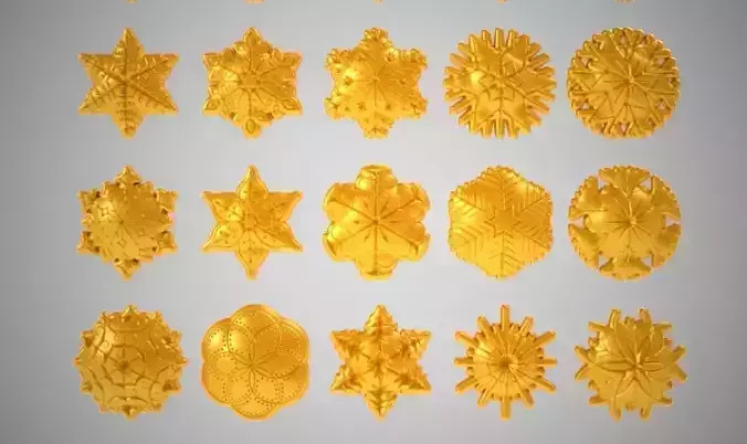 Snowflakes golden snowflake 3D print model