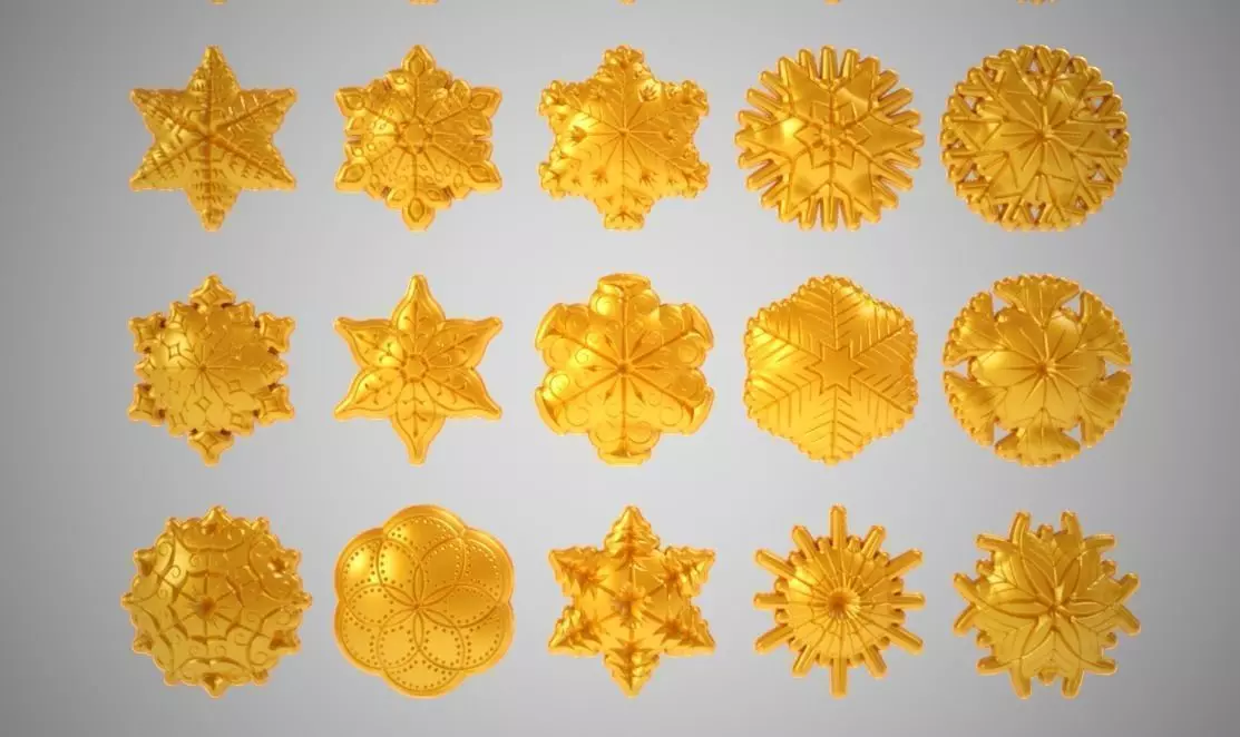 Snowflakes golden snowflake 3D print model_0