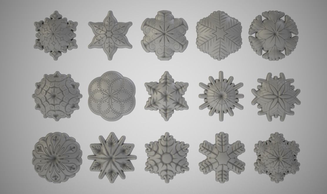 Snowflakes golden snowflake 3D print model_3