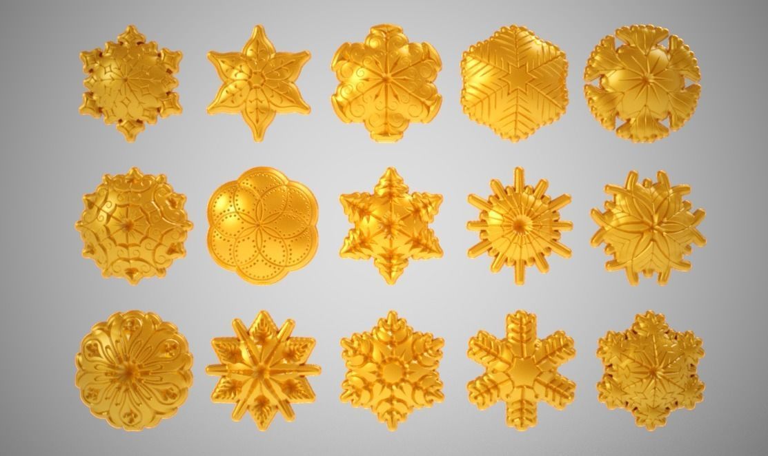 Snowflakes golden snowflake 3D print model_2