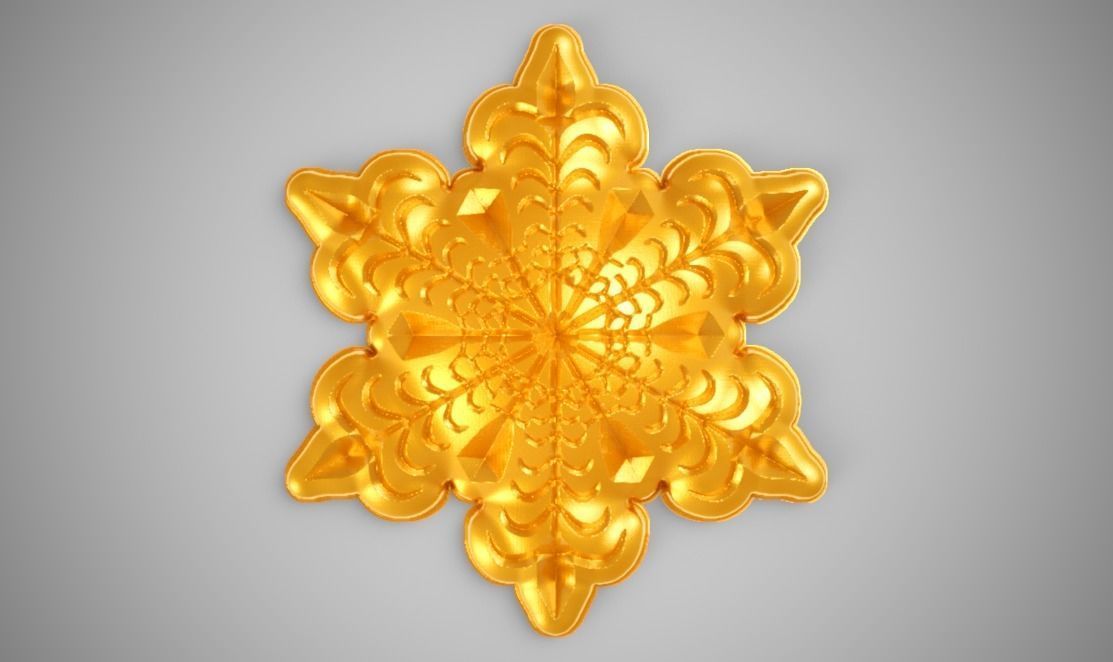 Snowflakes golden snowflake 3D print model_6