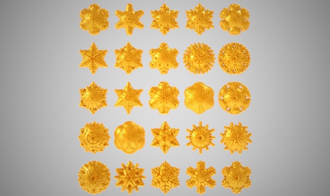 Snowflakes golden snowflake 3D print model_4