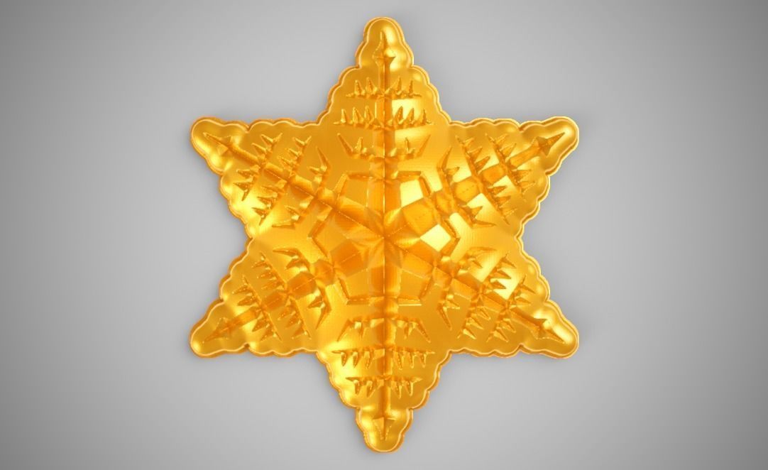 Snowflakes golden snowflake 3D print model_9