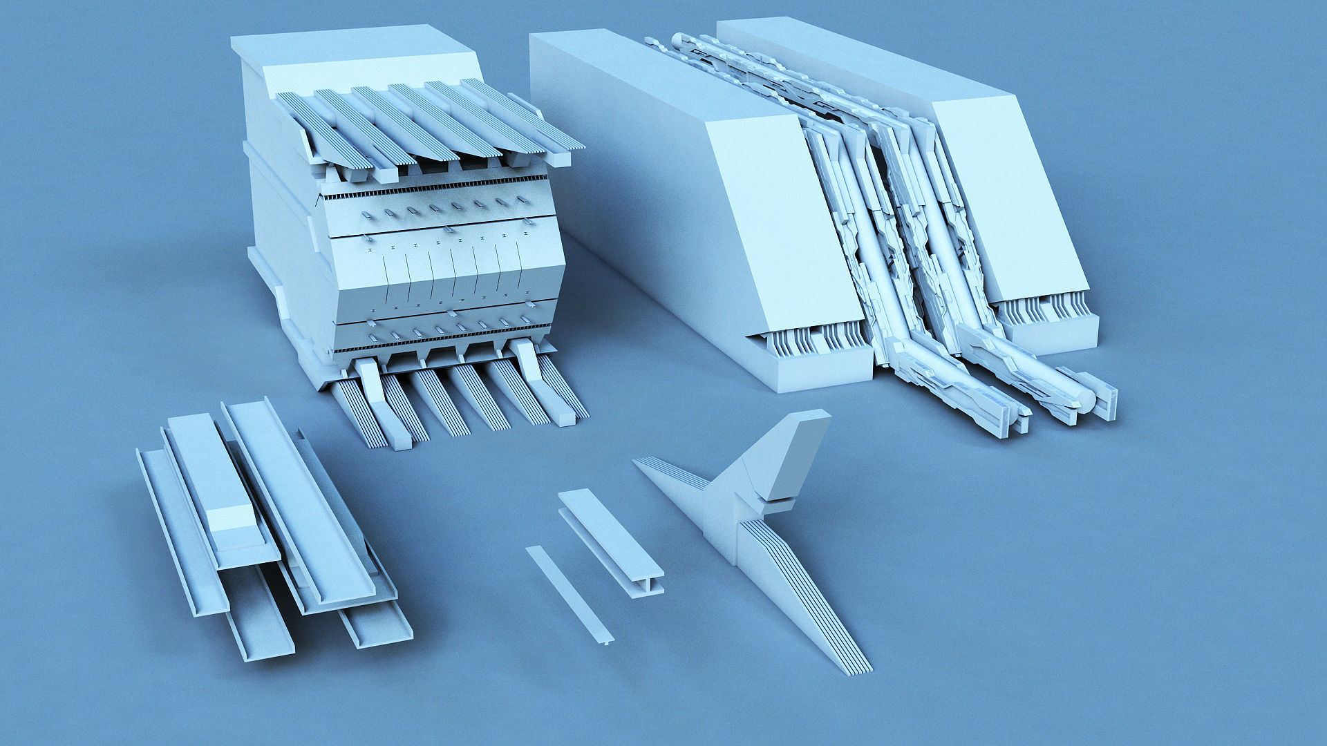 Architectural Structures Kitbash Set 3D model_9