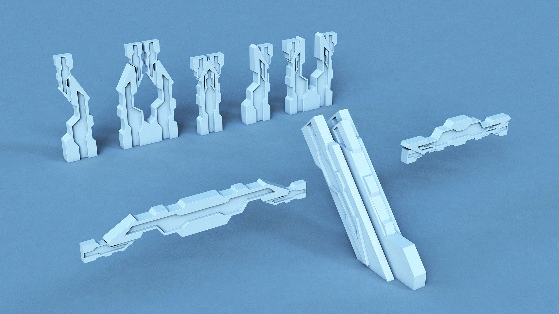 Architectural Structures Kitbash Set 3D model_7