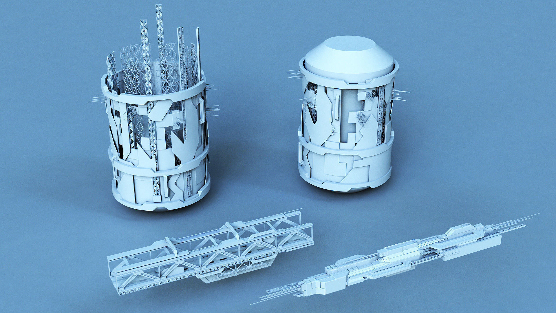 Architectural Structures Kitbash Set 3D model_6