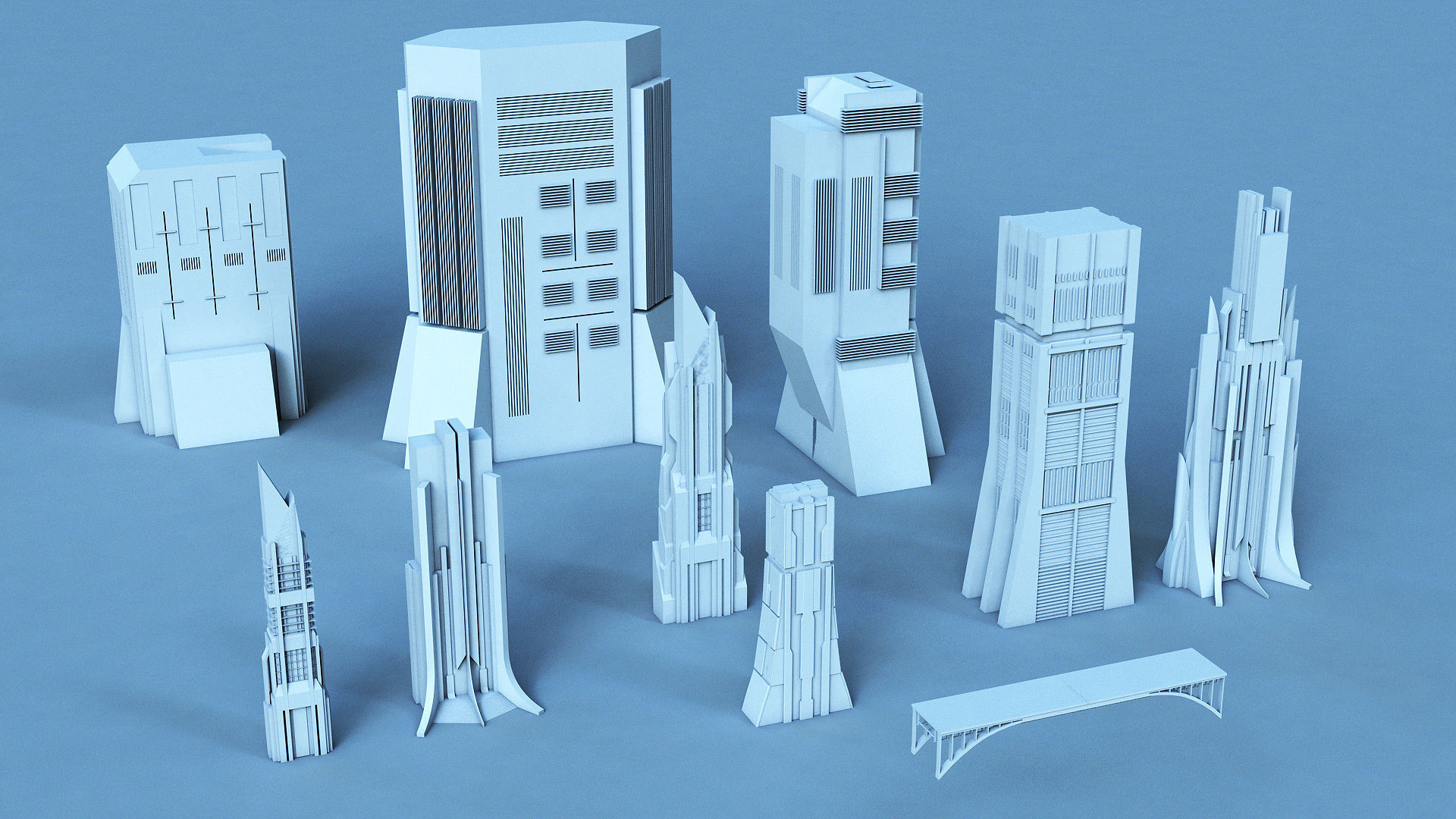 Architectural Structures Kitbash Set 3D model_3