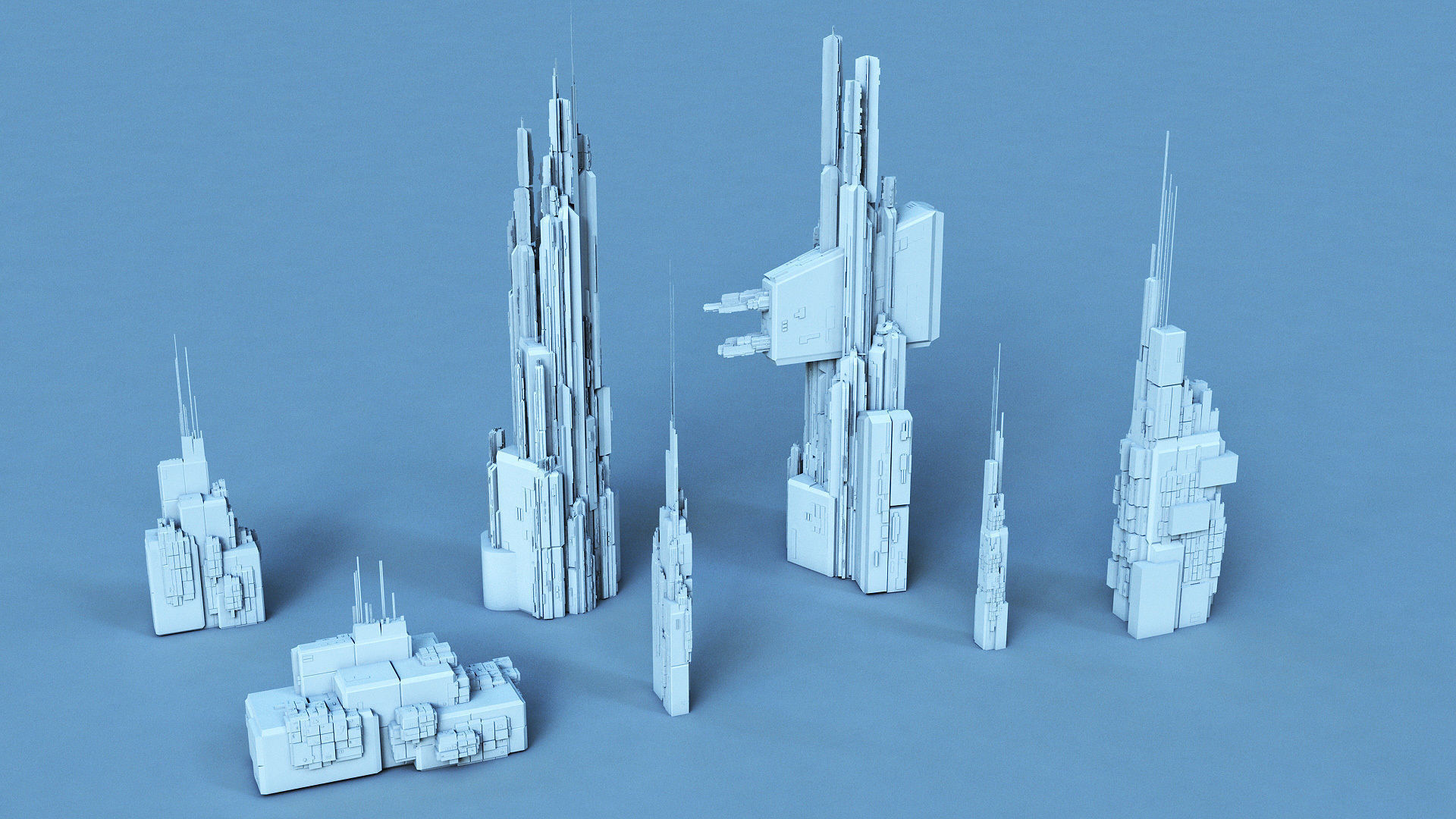 Architectural Structures Kitbash Set 3D model_4