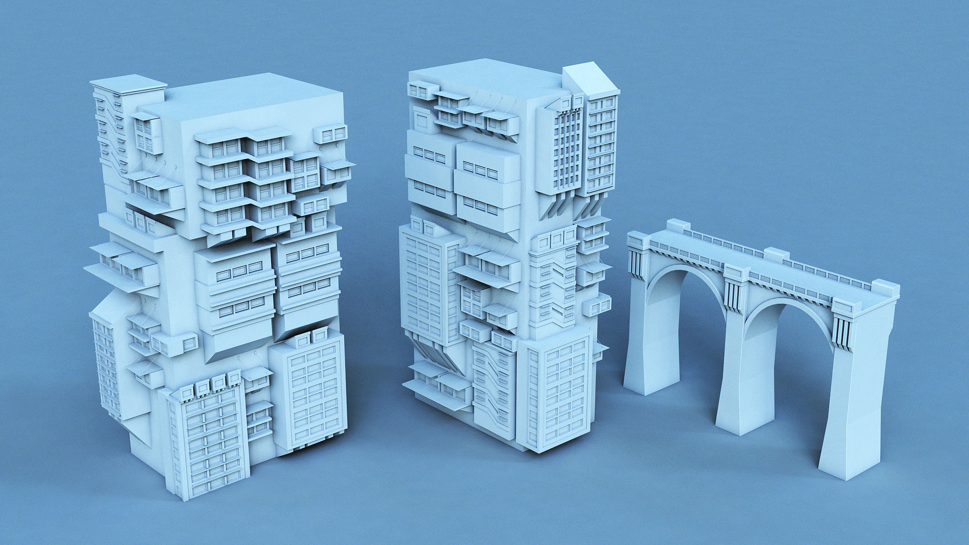 Architectural Structures Kitbash Set 3D model_5