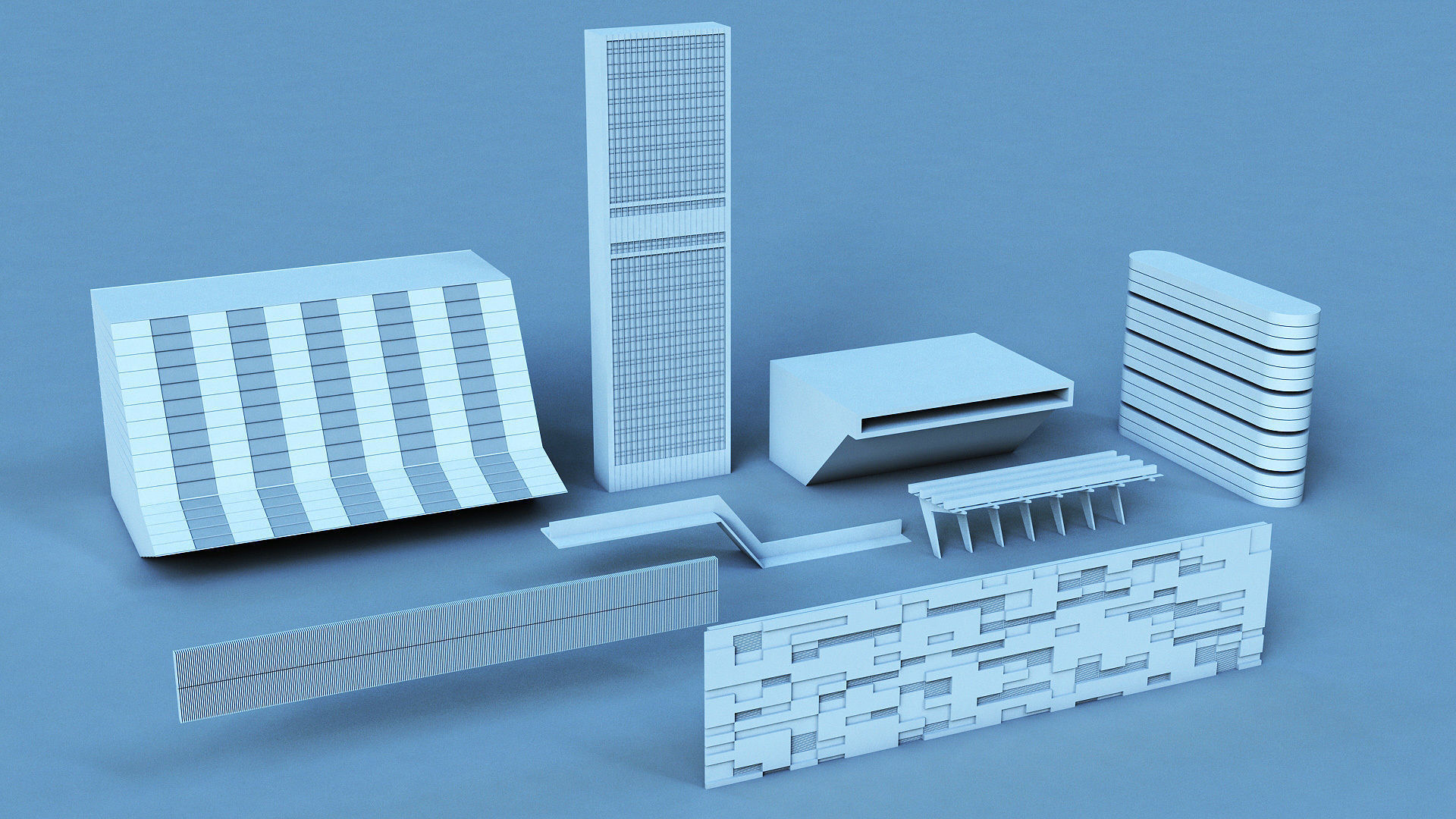 Architectural Structures Kitbash Set 3D model_8