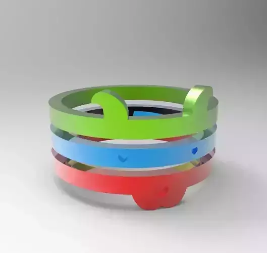  3 piece dog shaped ring