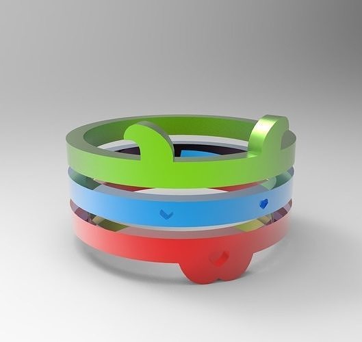  3 piece dog shaped ring 3D print model