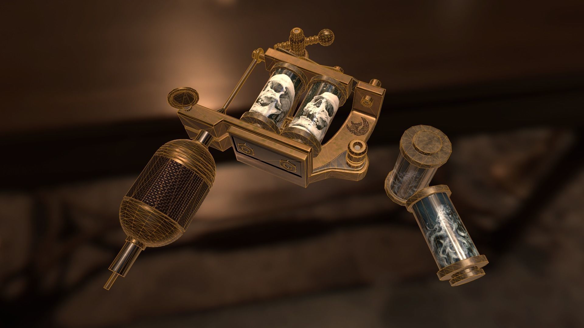 Tattoo machine Low-poly 3D model_2