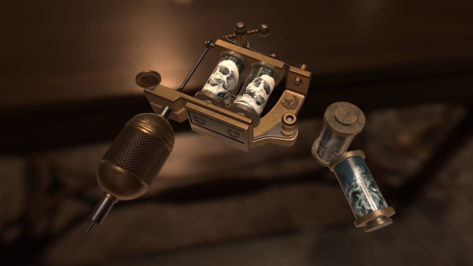 Tattoo machine Low-poly 3D model_1