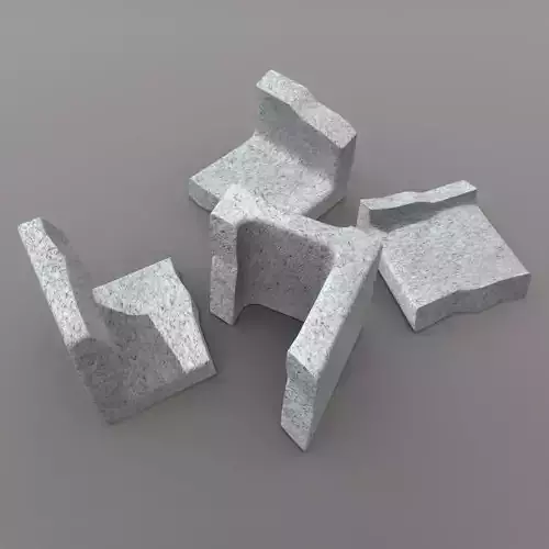 Cinder Block Broken 3 Low-poly 3D model