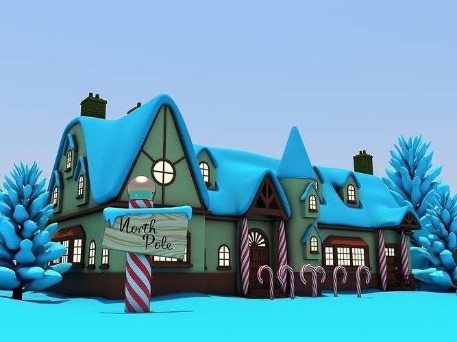 North Pole Santas Workshop Christmas Village 3D model