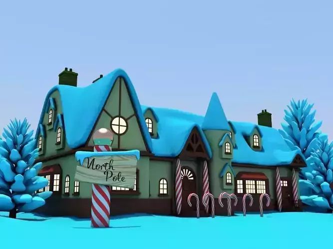 North Pole Santas Workshop Christmas Village 3D model