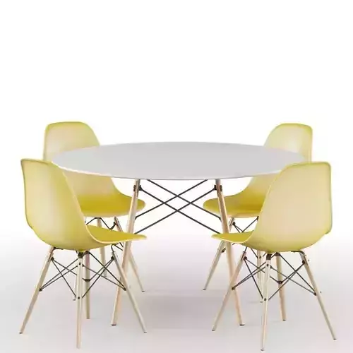 Yellow Eames Set Table and Chairs