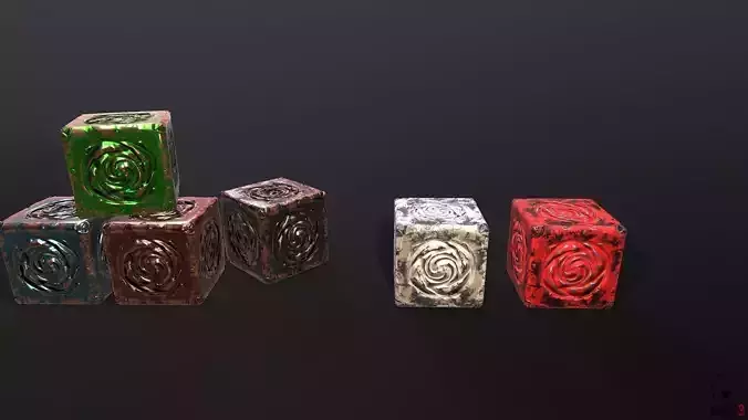Metallic painted cubes for a 2D platformer