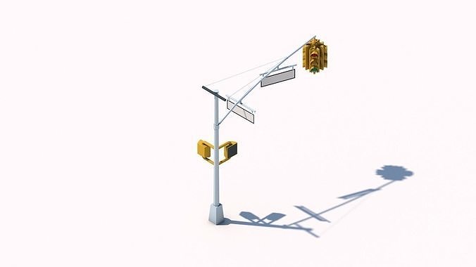 Cartoon Low Poly Brooklyn Trafficlight Low-poly 3D model