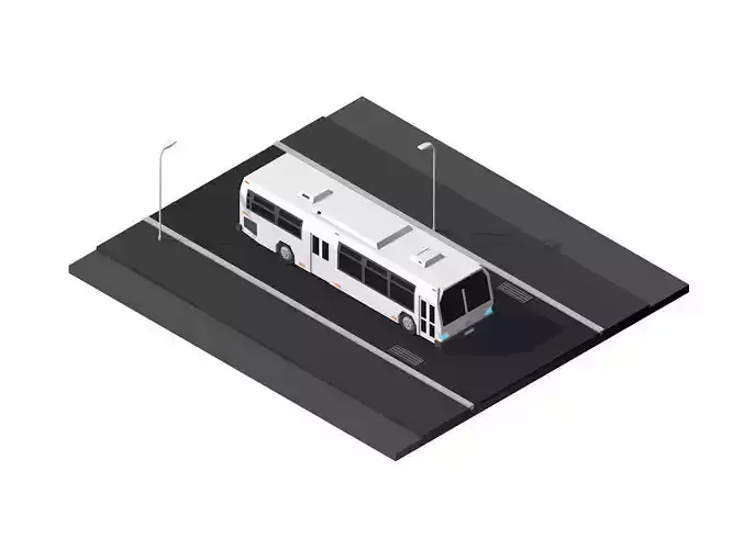 Cartoon Low Poly New York City Bus