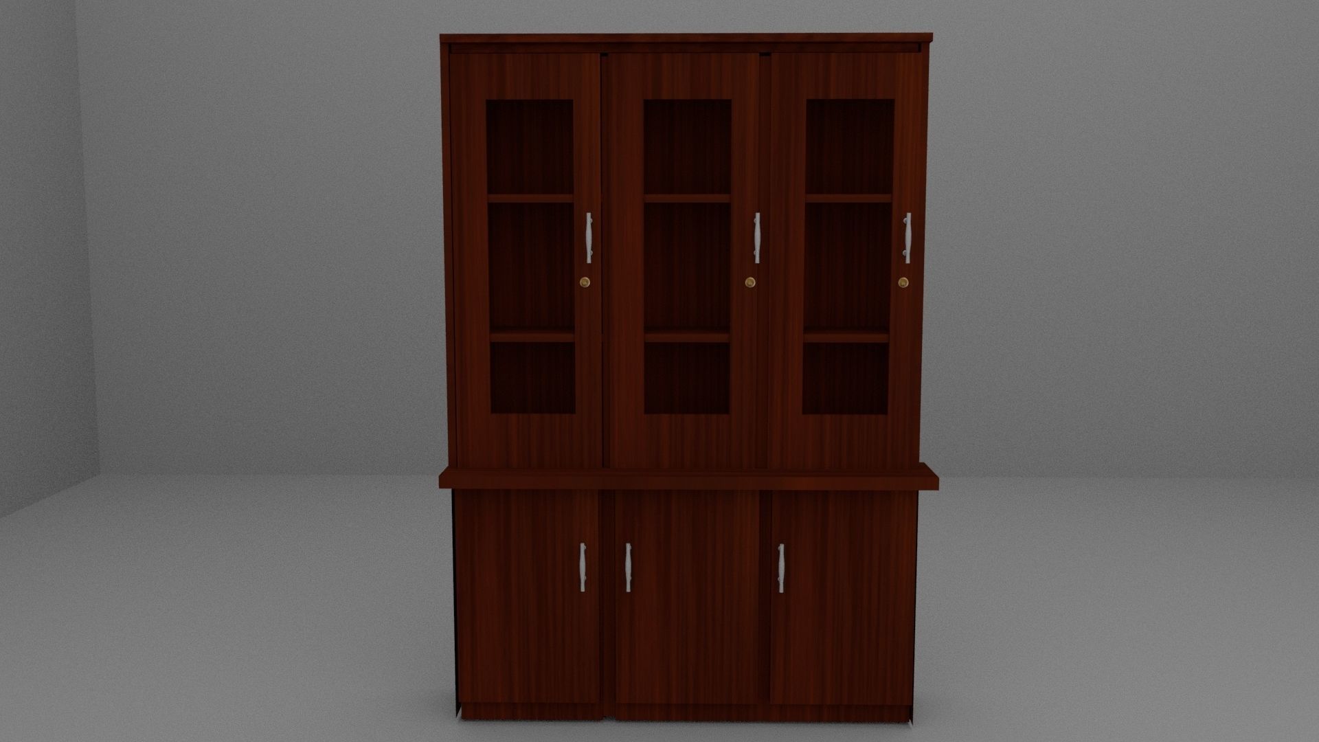 Cabinet bookcase with doors and drawers 3D model_1