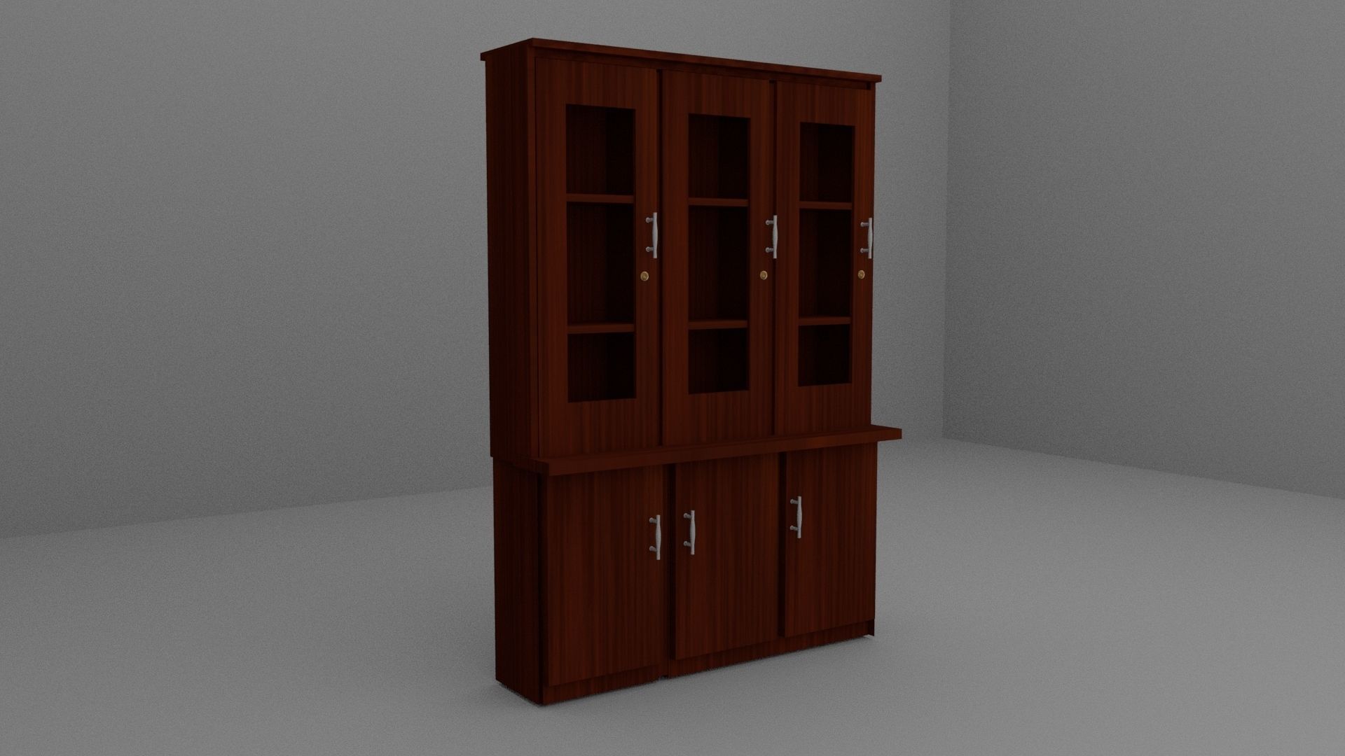 Cabinet bookcase with doors and drawers 3D model_2