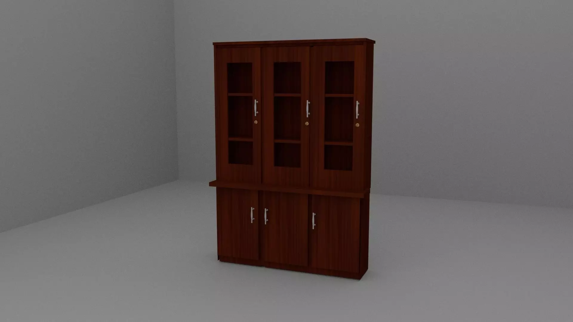 Cabinet bookcase with doors and drawers 3D model_0