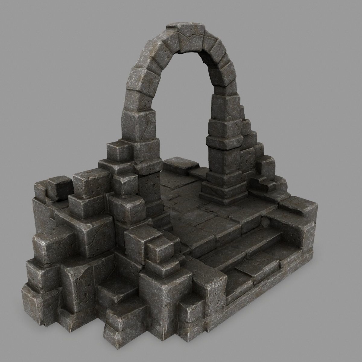 gate 9 stone arch Low-poly 3D model_1