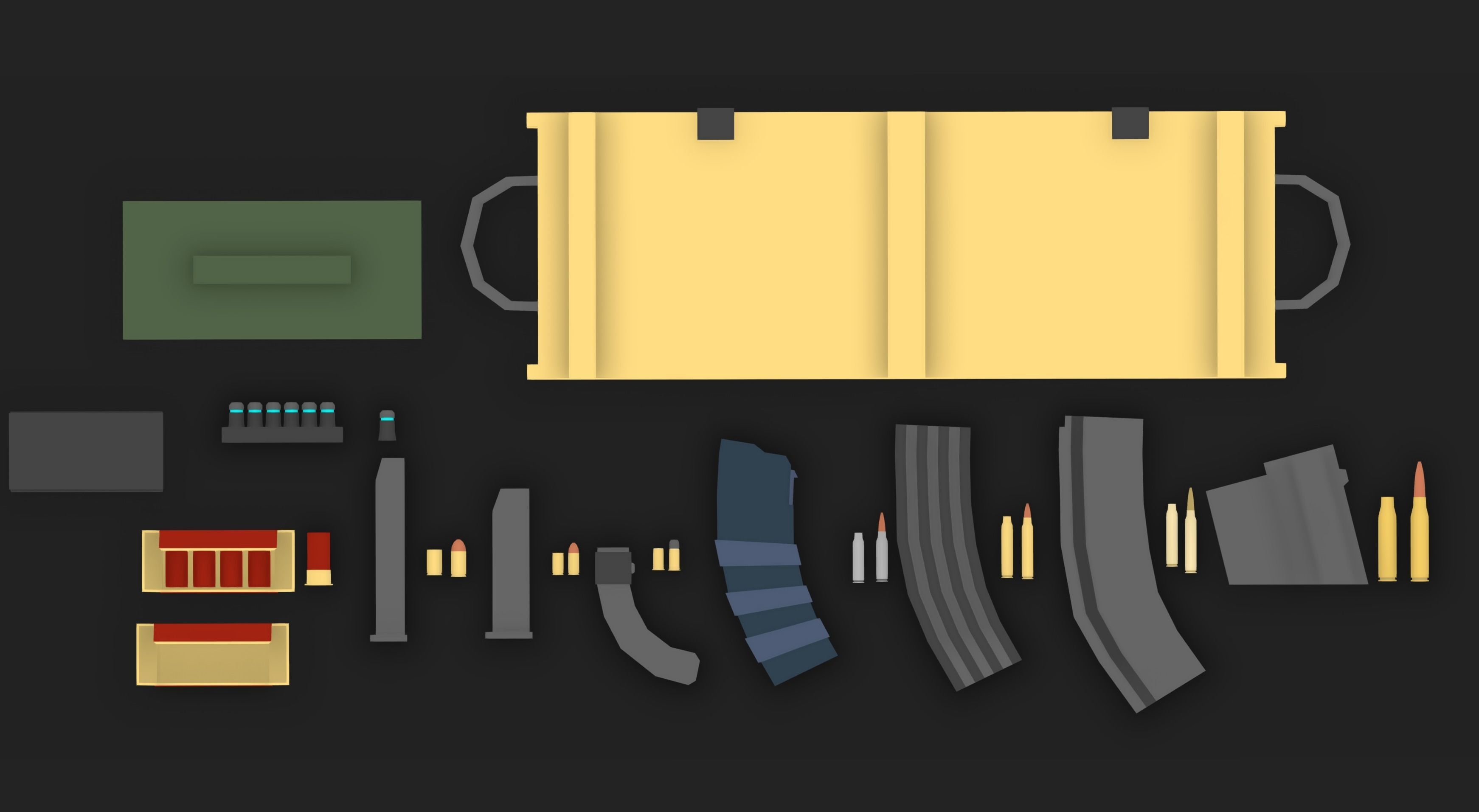 Low-Poly Ammo Pack Low-poly 3D model_1
