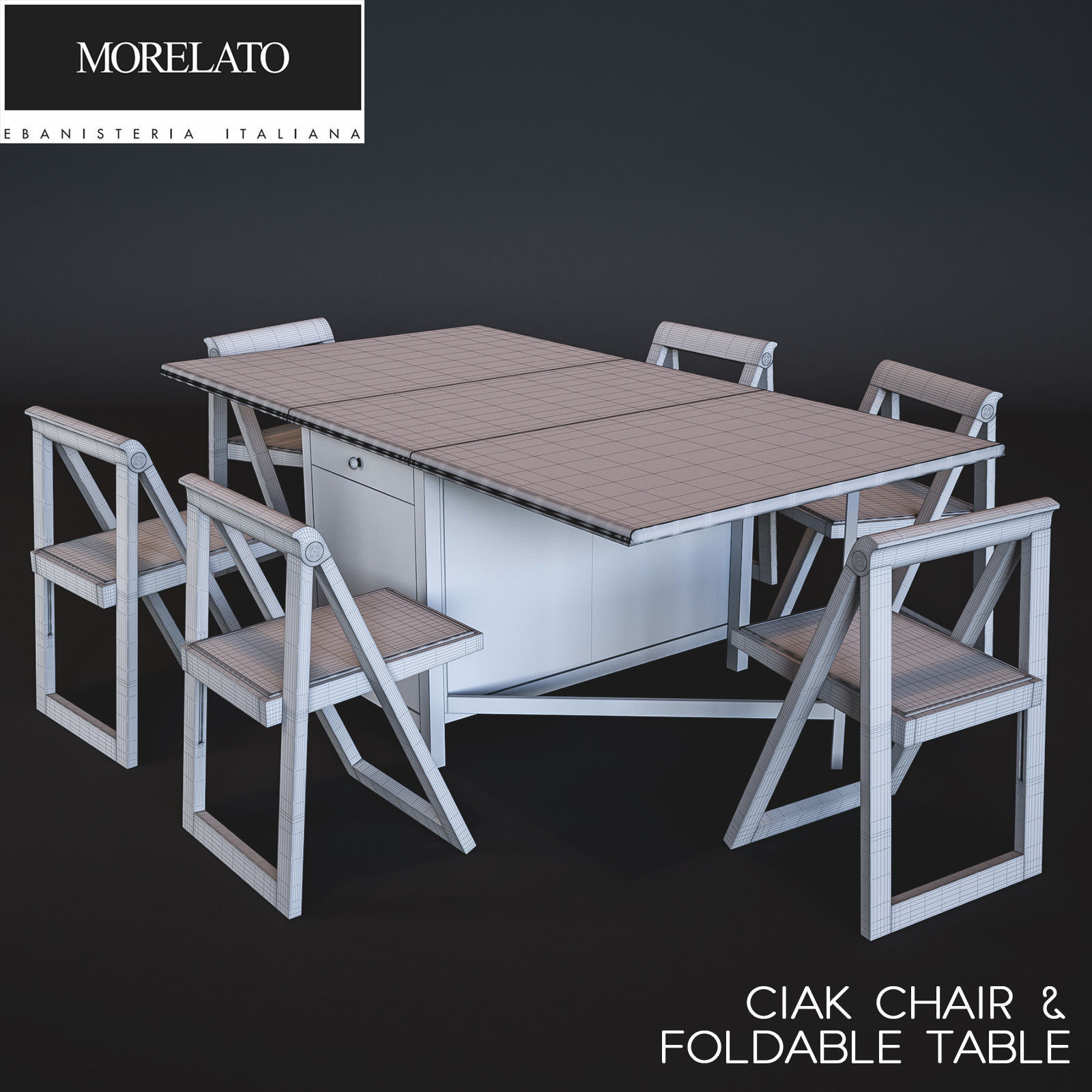 Ciak Chair and Folding Table 3D model_2
