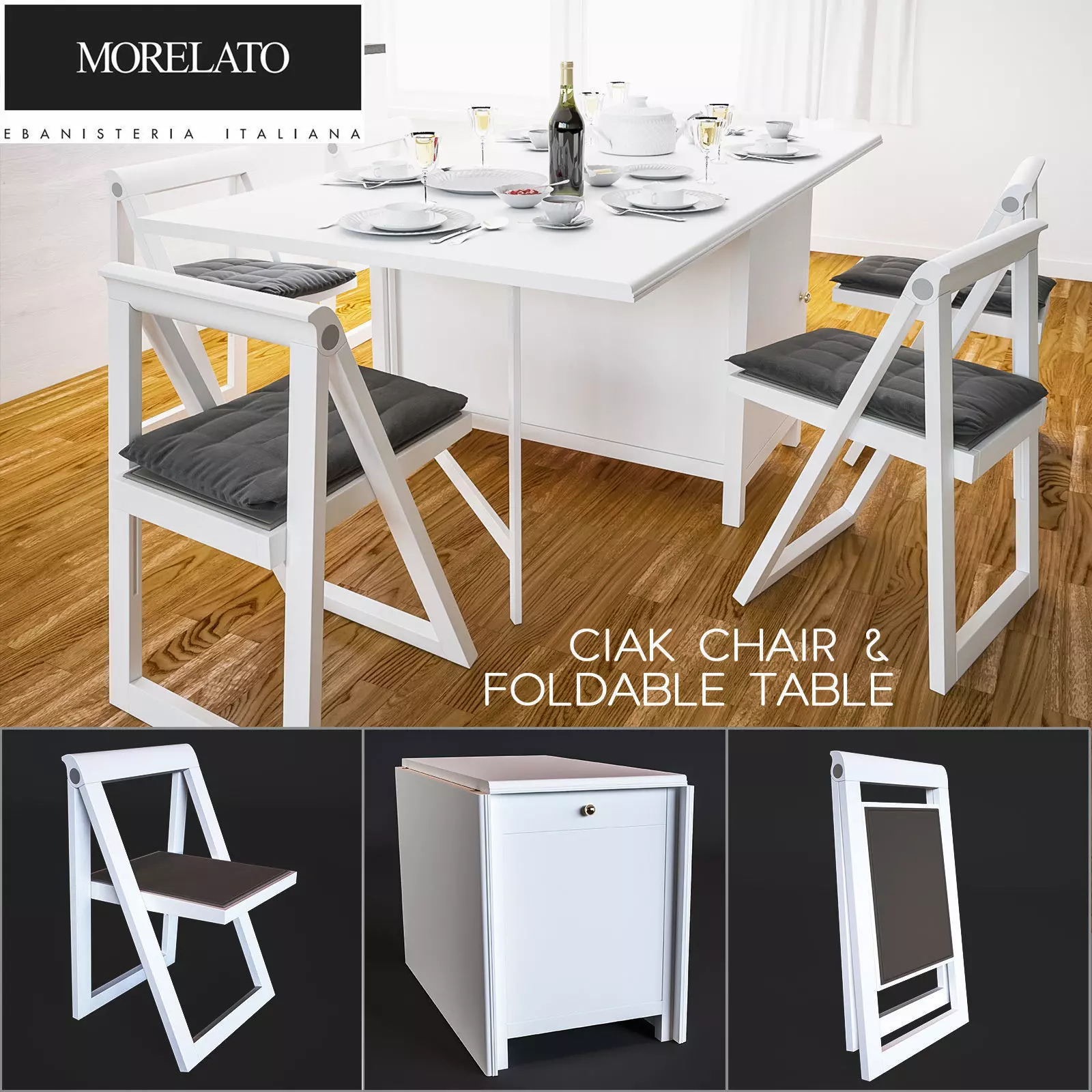 Ciak Chair and Folding Table 3D model_0