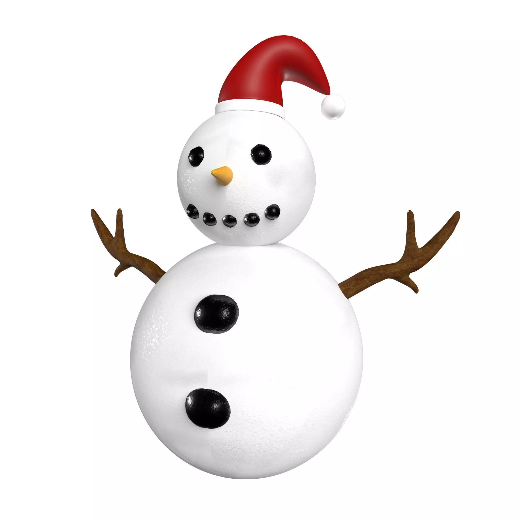 SnowMan wearing santa hat Low-poly 3D model_0