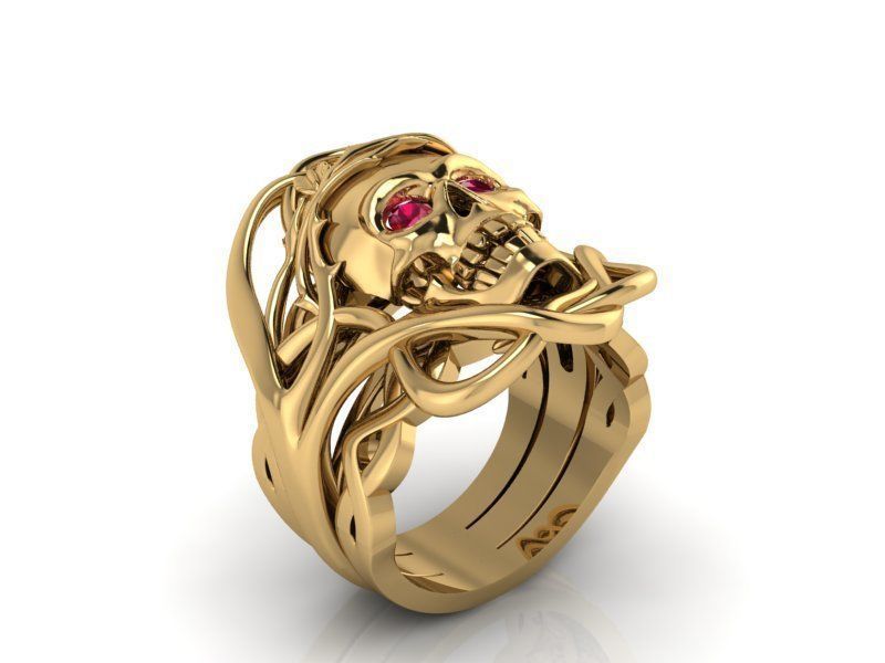 Skull  ring 3D print model_3