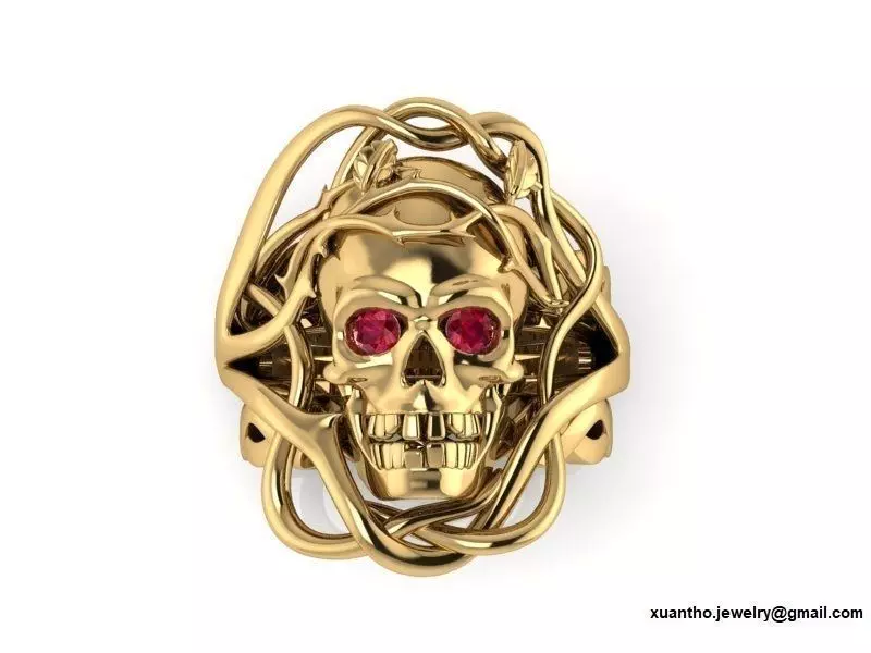 Skull  ring 3D print model_0