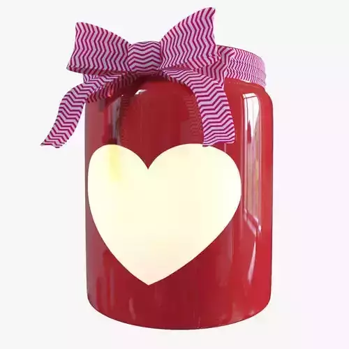 Red Valentines Day Heart Jar