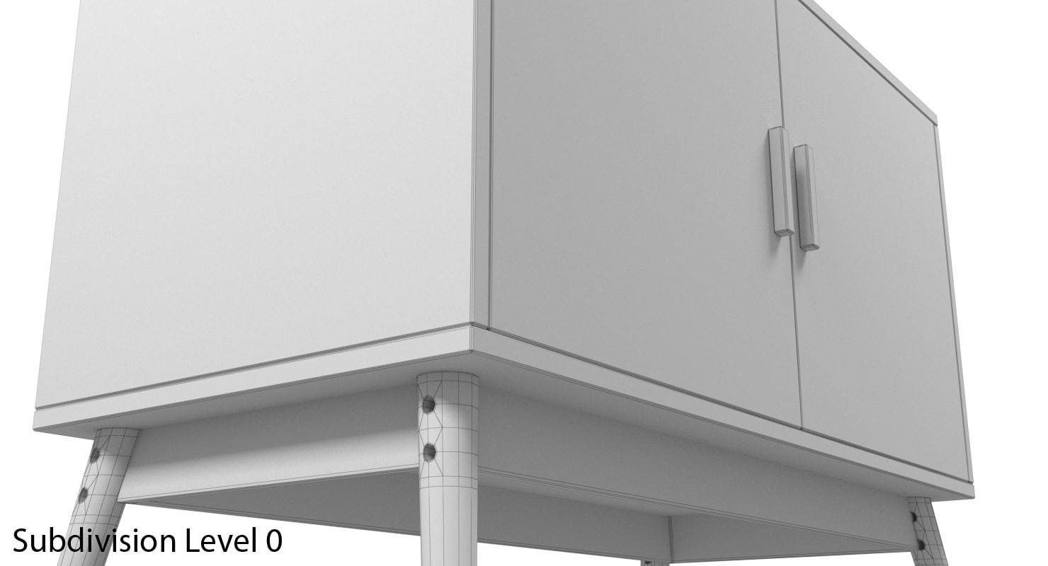 Retro Style Wooden Storage Sideboard Low-poly 3D model_13